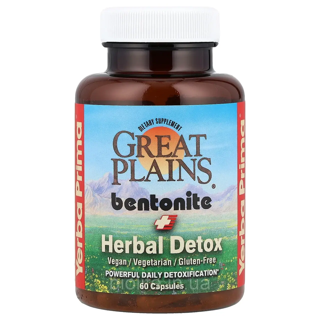 Yerba Prima, Середовище детоксикації Бентоніт + Трави, 60 капсул YBP-00518, оригінал, фото 1