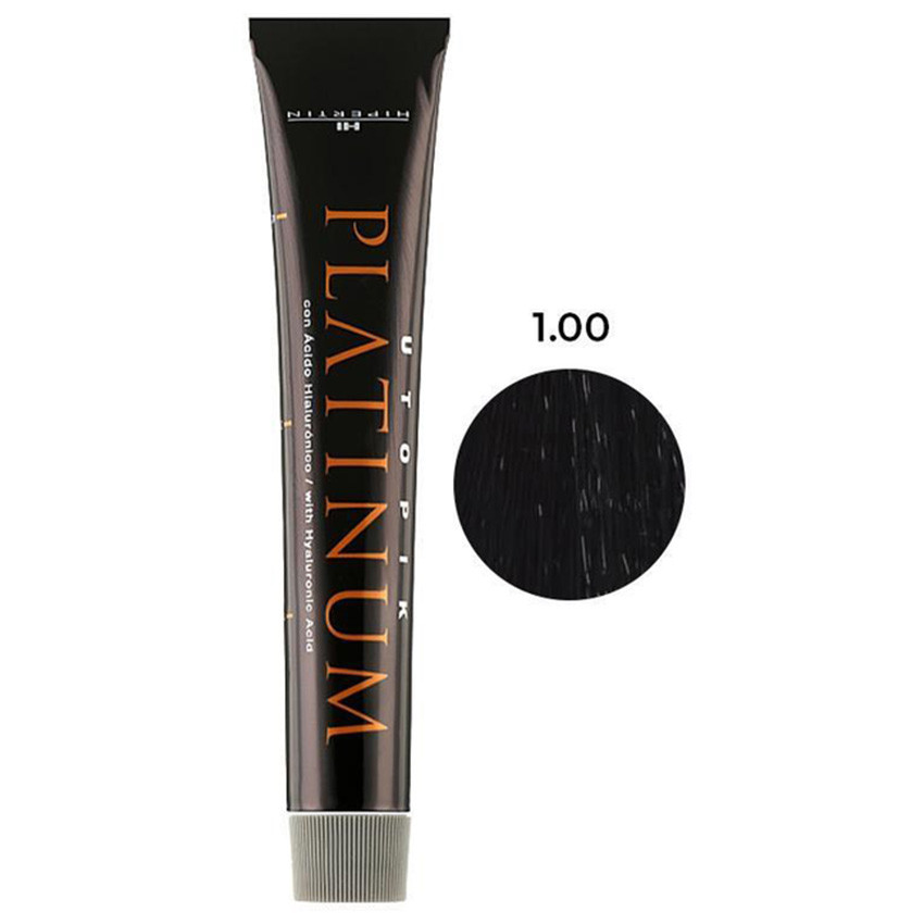 Професійна стійка крем-фарба для волосся з аміаком - Hipertin Utopik Platinum 1.00 - Black 60мл