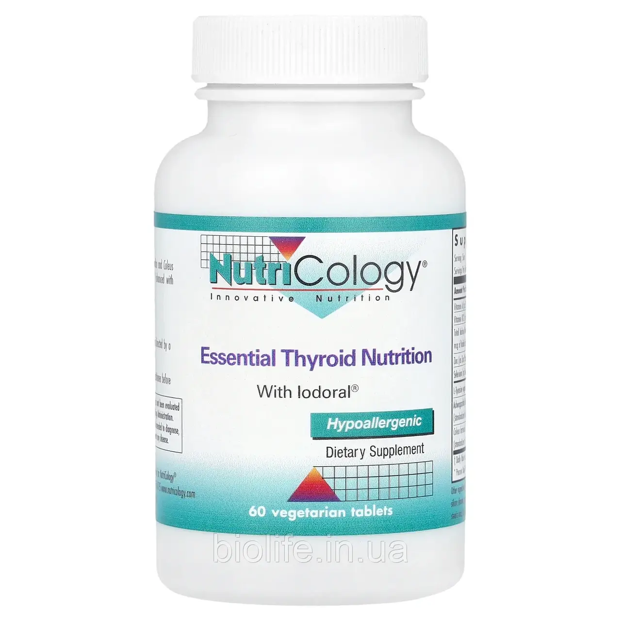 Nutricology, Essential Thyroid Nutrition з йодоралом, 60 вегетаріанських таблеток оригінал, фото 1