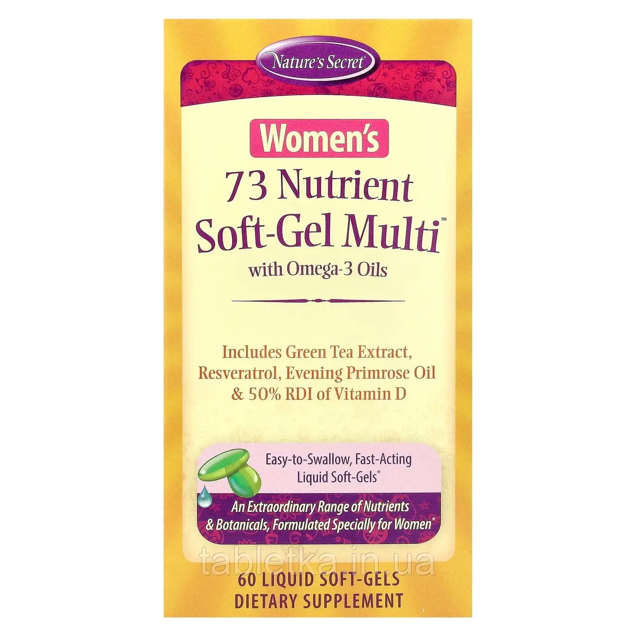 Nature's Secret, 73 Nutrient Soft-Gel Multi, мультивітаміни для жінок з маслами омега-3, 60 желатинових Дніпро
