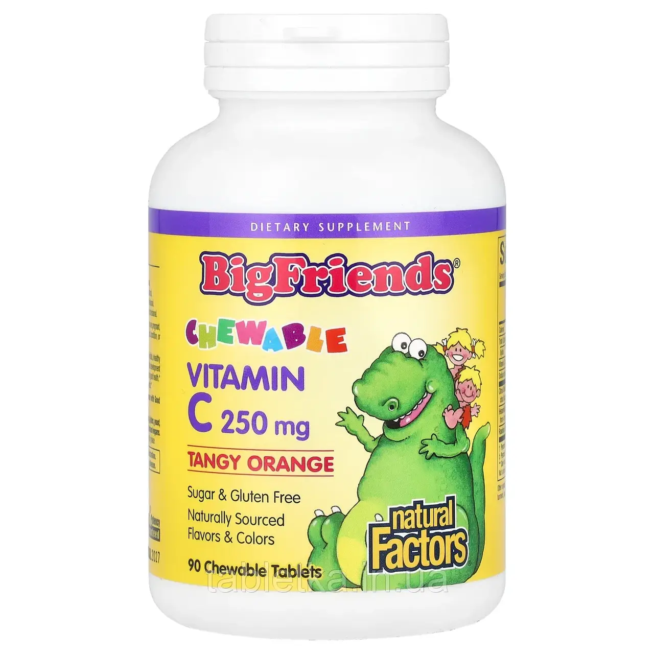 Natural Factors, Big Friends, жувальний вітамін С, з апельсиновим смаком, 250 мг, 90 жувальних таблеток Дніпро