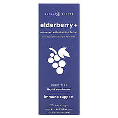 NutraChamps, Elderberry+, збагачена вітаміном C і цинком, натуральні ягоди, 120 мл (4 рідк. Унції), Київ