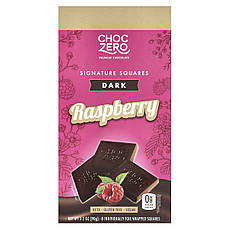 ChocZero, Signature Squares, темний шоколад, малина, 8 шматочків у фользі, 90 г (3,2 унції), Київ