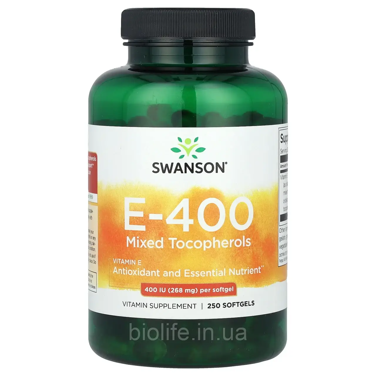 Swanson, Суміш токоферолів із вітаміном E, 400 МО, 250 м'яких таблеток оригінал, фото 1