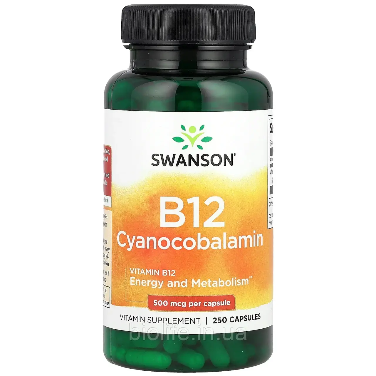 Swanson, Вітамін B12, 500 мкг, 260 капсул оригінал, фото 1