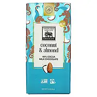 Endangered Species Chocolate, Плитка молочного шоколаду, кокос і мигдаль, 48% какао, 85 г (3 унції) оригінал