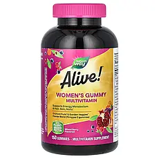 Nature's Way, Alive! Жувальні мультивітаміни для жінок, ягідне асорті, 150 жувальних таблеток, Київ