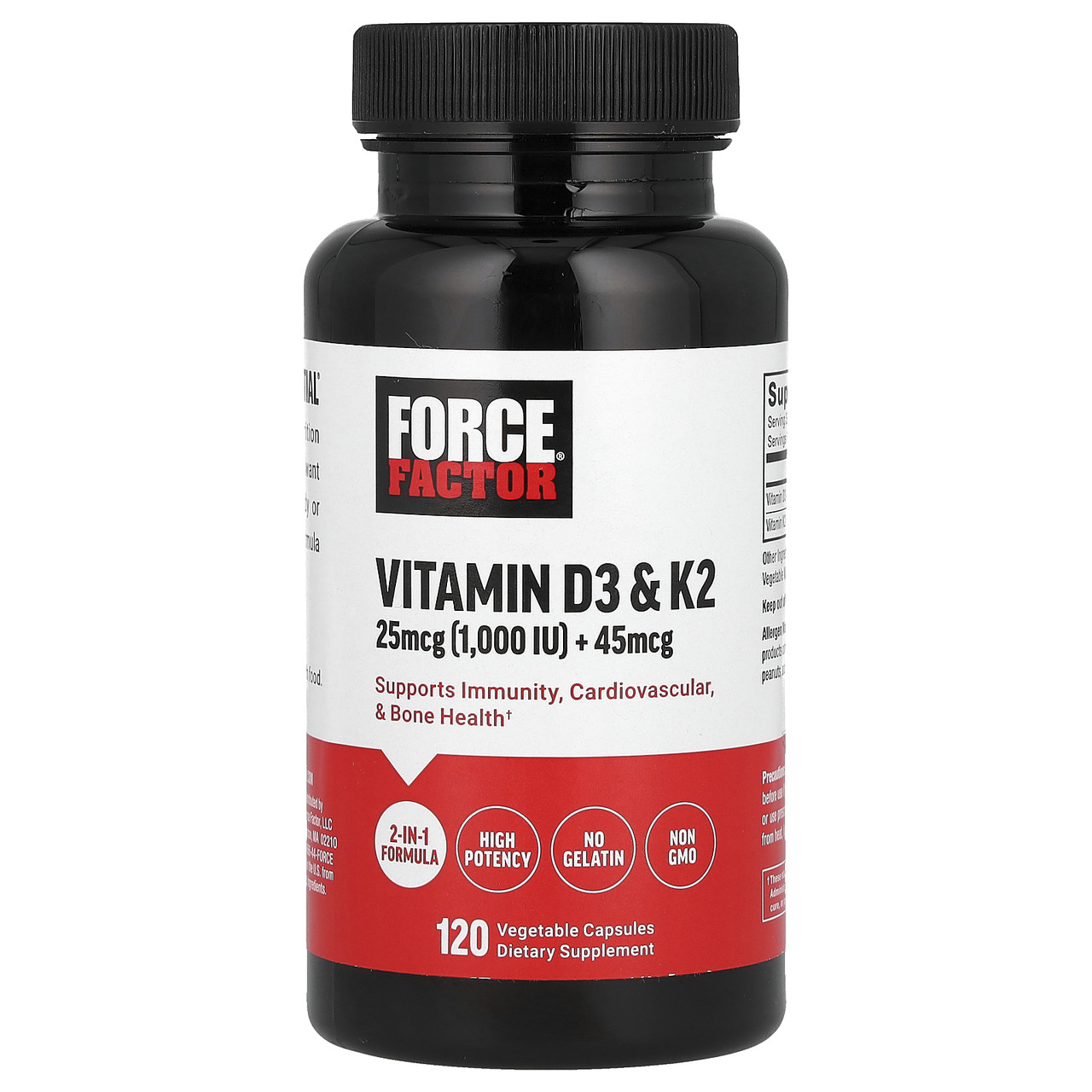 Force Factor, Витамины D3 и K2, 120 растительных капсул, Киев, фото 1