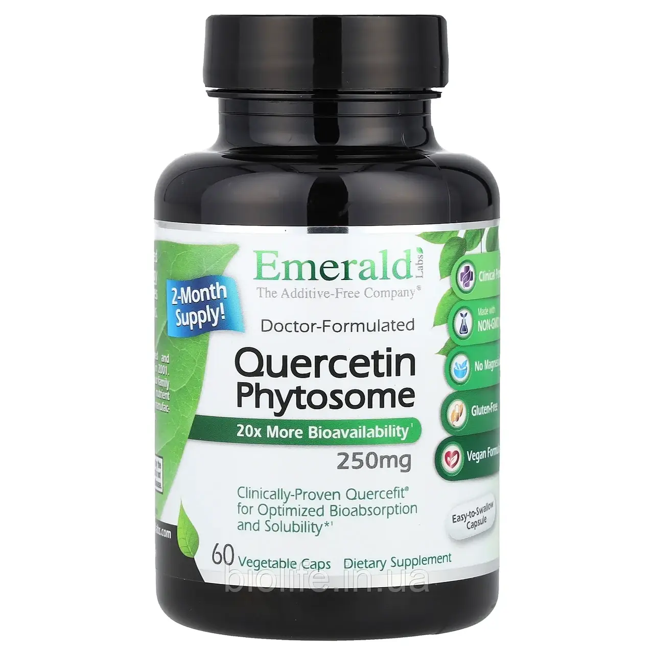 Emerald Laboratories, Фітосоми кверцетину, 250 мг, 60 рослинних капсул оригінал, фото 1