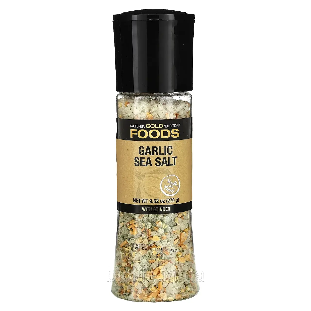 California Gold Nutrition, FOODS, морська сіль із часником у млині, 270 г (9,52 унції) оригінал, фото 1