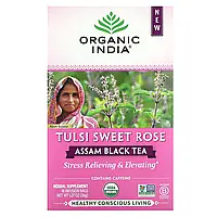 Organic India, Чорний чай Ассам, солодка троянда тулсі, 18 пакетиків для заварювання, 36 г (1,27 унції) Дніпро
