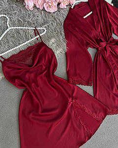 Шовковий комплект  халат + сукня