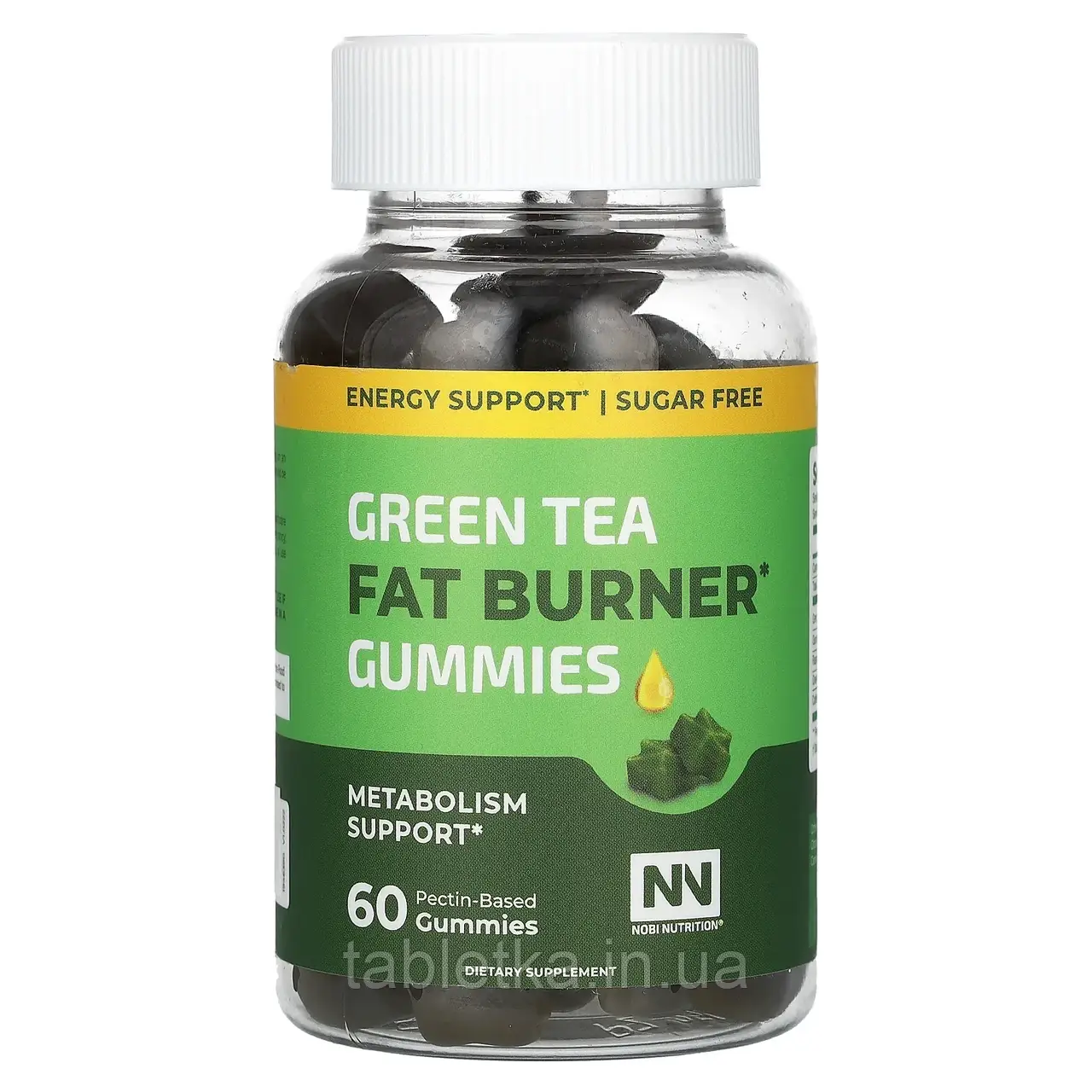 Nobi Nutrition, що Жироспалюють жувальні таблетки із зеленим чаєм, 60 жувальних таблеток на основі пектину