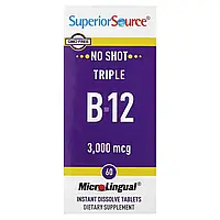 Superior Source, Triple B-12, 3000 мкг, 60 швидкорозчинних таблеток MicroLingual