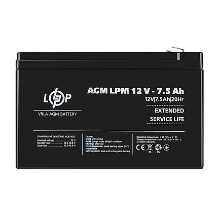 Акумулятор AGM LPM 12V - 7.5 Ah, фото 1