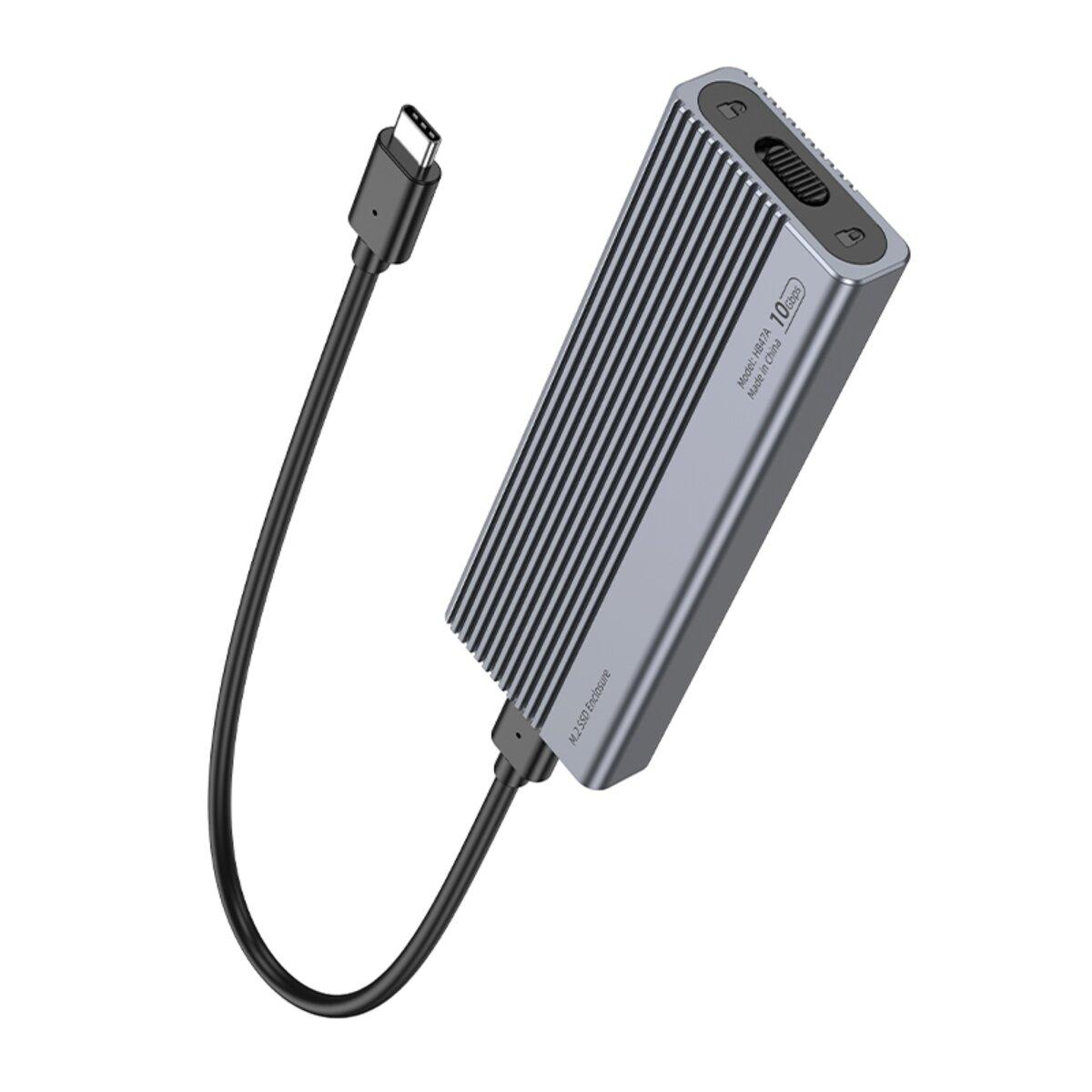 Зовнішній карман HOCO HB47A M.2 SSD Enclosure(USB3.2/10Gbps) Metal Gray lly