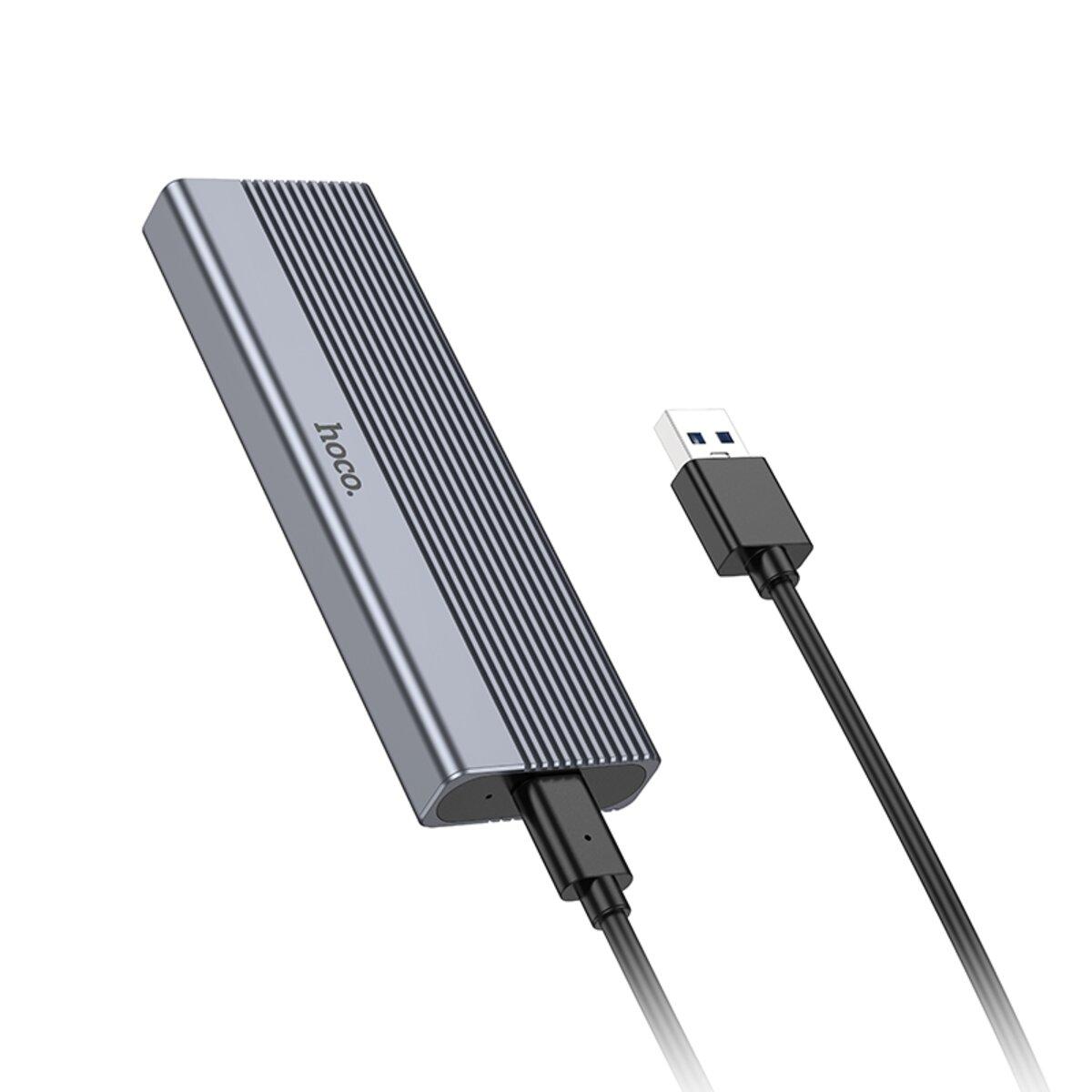 Зовнішня кишеня для накопичувача HOCO HB47 M.2 SSD Enclosure(USB3.1/6Gbps) Metal Gray lly