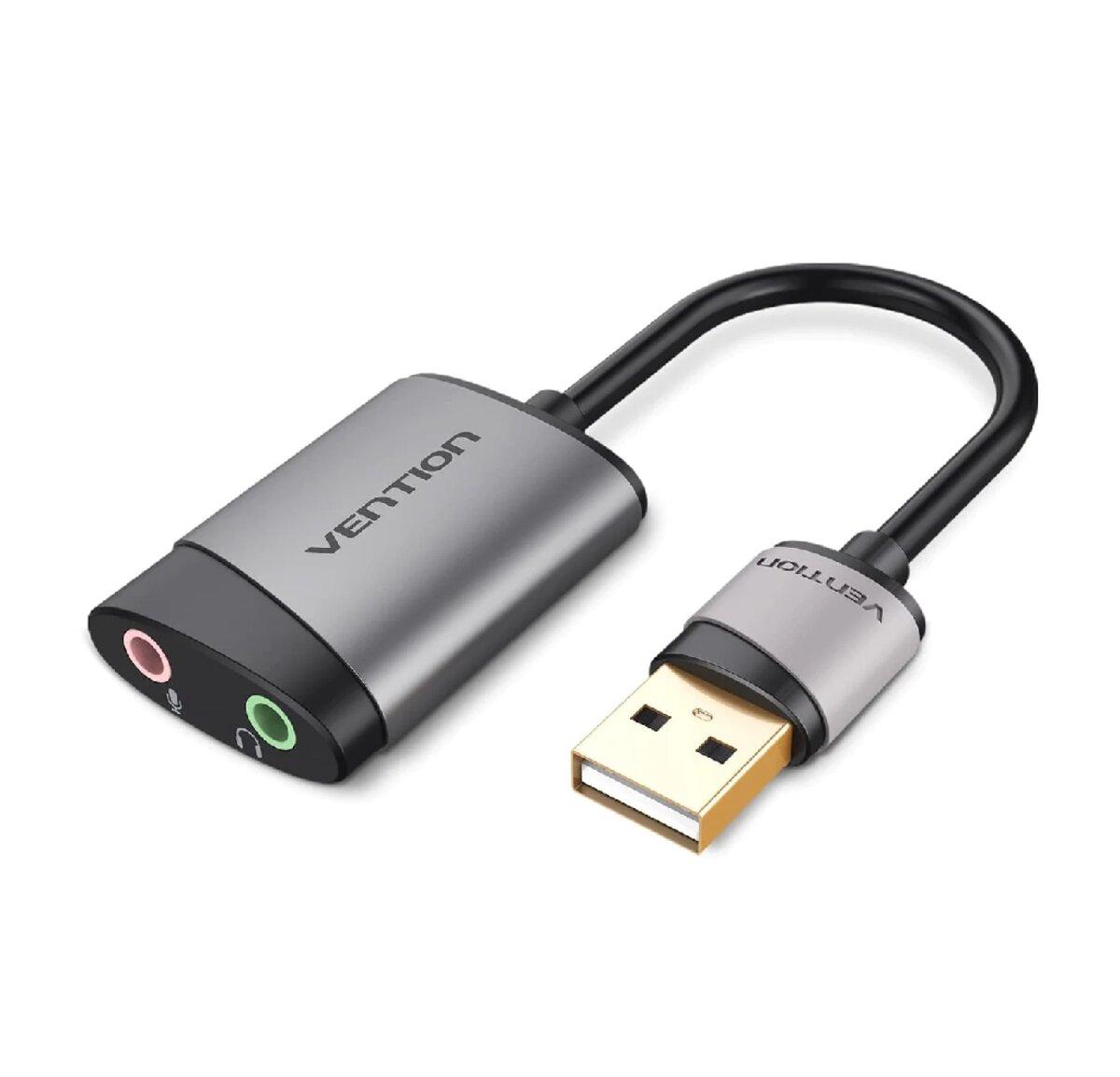 Адаптер Vention USB External Sound Card 0.15M Gray Metal Type (CDKHB) lly