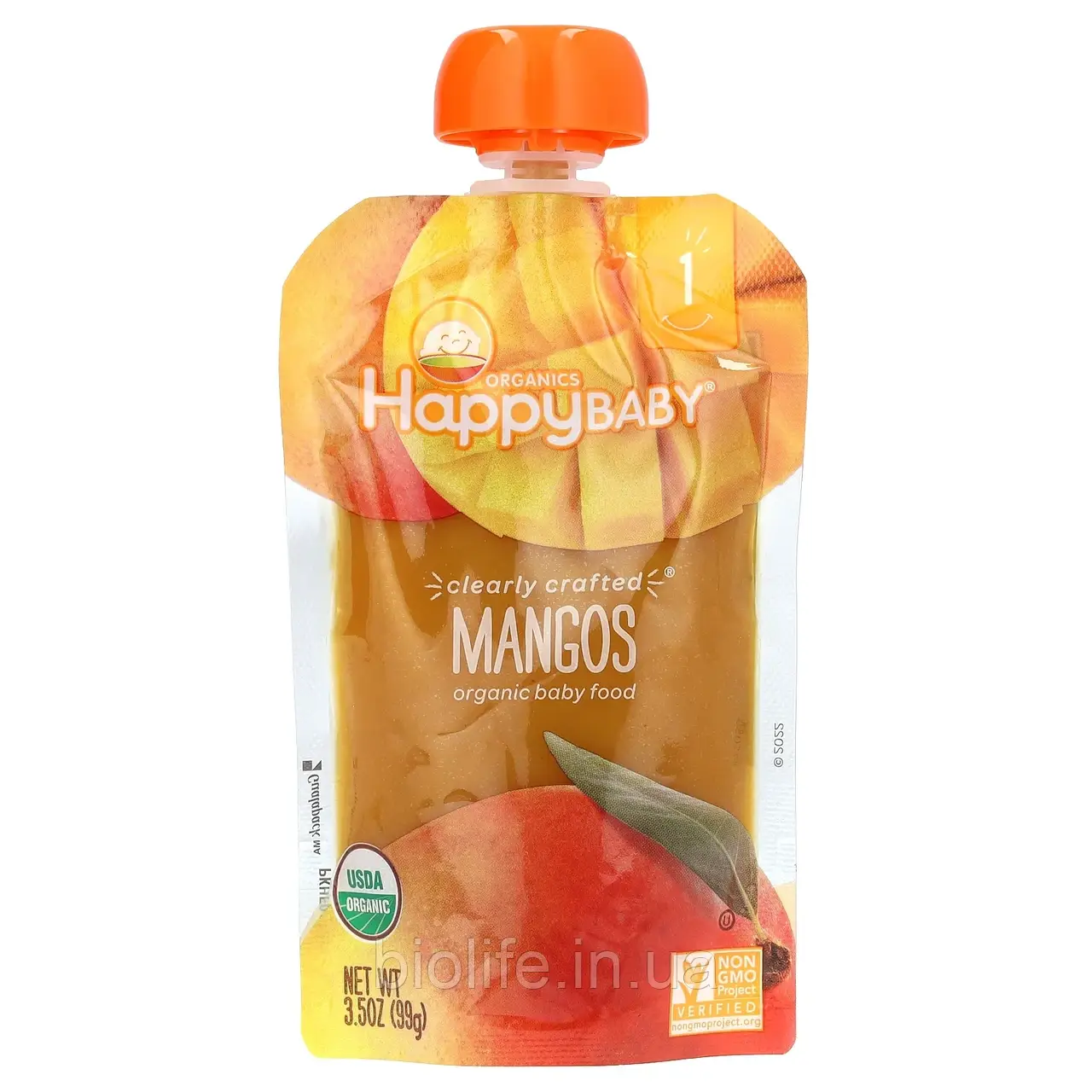 Happy Family Organics, органічне дитяче харчування, етап 1, манго, 99 г (3,5 унції) оригінал, фото 1