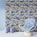 Самоклеючі шпалери 2800х500х1,5мм Синьо-жовта катиринославська цегла (D) SW-00001785, фото 6