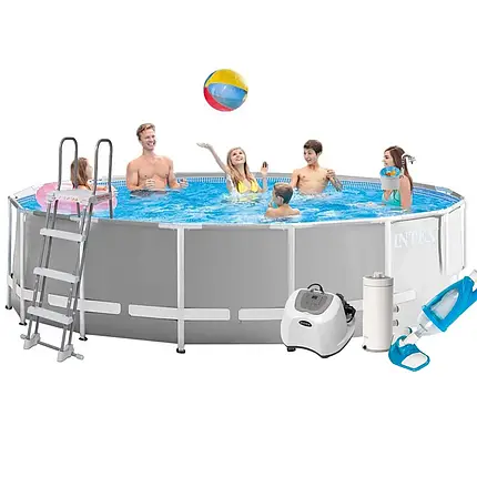 Каркасний басейн Intex 26726-6, 457 x 122 см (4 г/год, 3785 л/год, тент, підстилка, драбина, набір для, фото 1