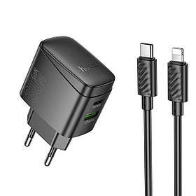 Мережевий зарядний пристрій HOCO CS61A Bright PD30W+QC3.0 charger set (C to iP)(EU) Black ly