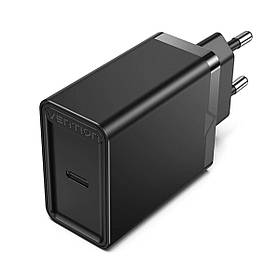 Мережевий зарядний пристрій Vention 1-port USB-C Wall Charger(20W) EU-Plug Black (FADB0-EU) yL.