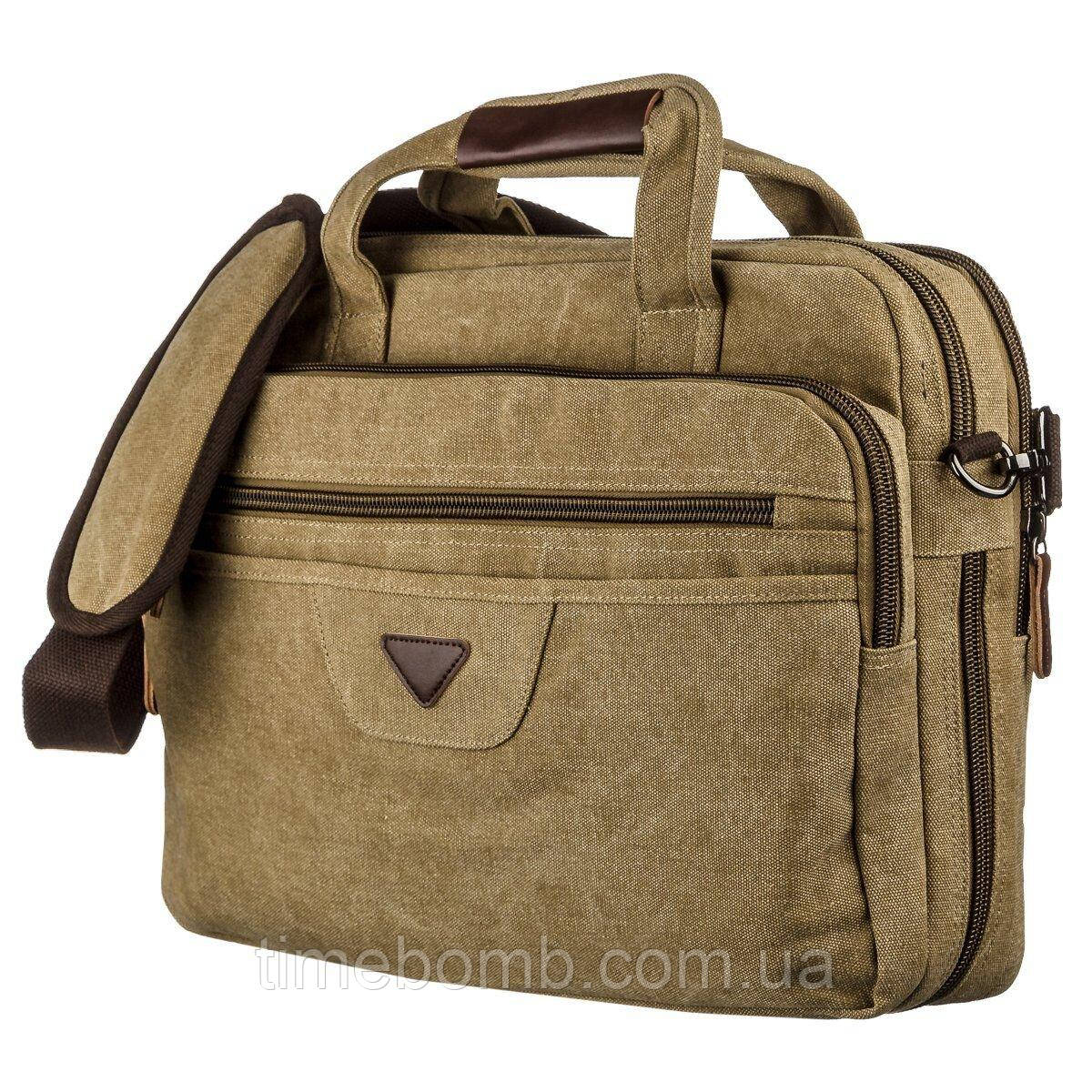 Сумка текстильна для ноутбука Vintage 20186 Хакі, фото 1