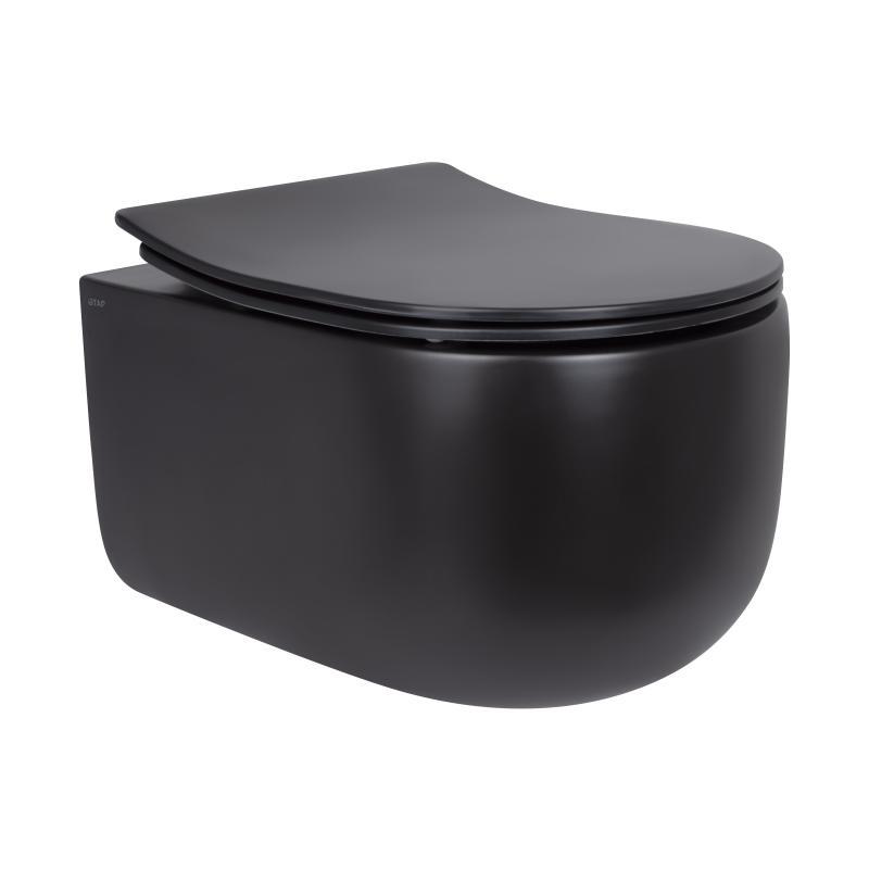 Унітаз підвісний Qtap Taurus безободковий з сидінням Soft-close QT2433084EUQMB, фото 1