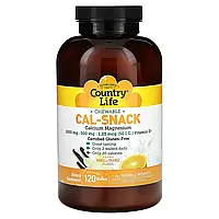 Country Life, Cal-Snack, жувальні кальцій і магній, ванільний апельсин, 120 вафель