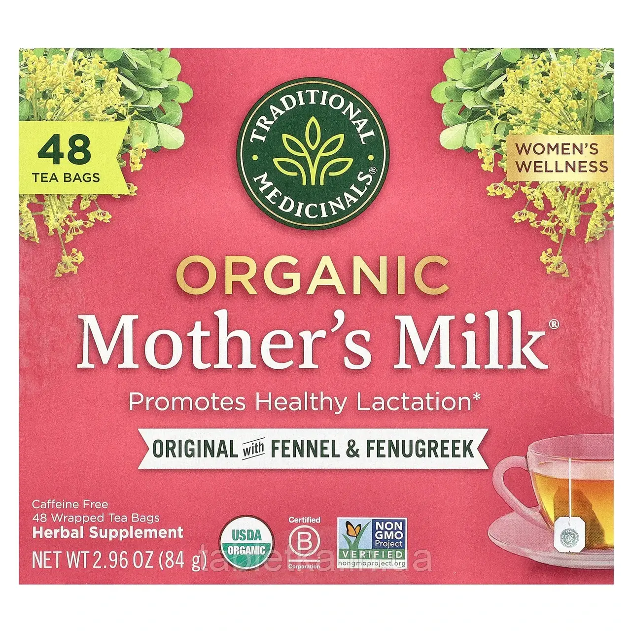 Traditional Medicanals, Organic Mother's Milk®, оригінальний продукт із фенхелем і пажитником, без кофеїну, 48