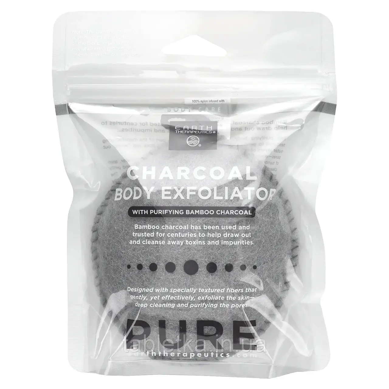 Earth Therapeutics, Pure, деревне вугілля для відлущування тіла з очисним бамбуковим вугіллям, 1 шт. Дніпро
