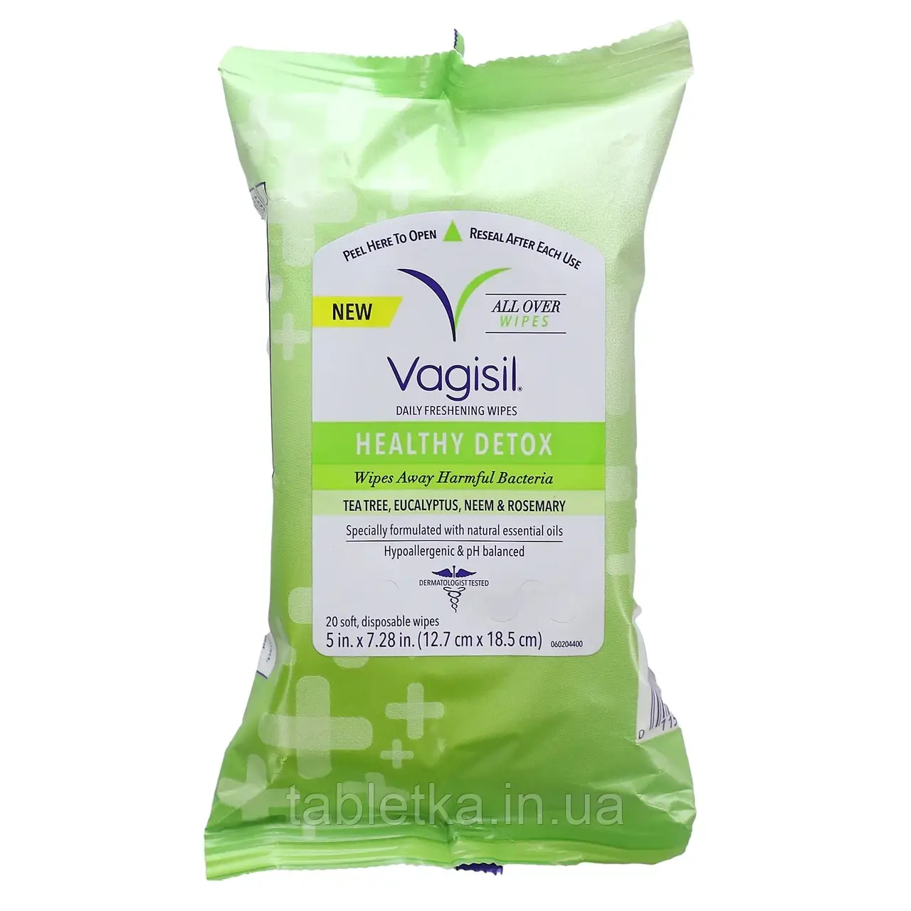 Vagisil, освіжні серветки для щоденного використання, для здорової детоксикації, 20 одноразових серветок