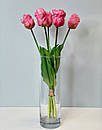 Тюльпани штучні латексні махрові букет 5 квіток рожевий, фото 2