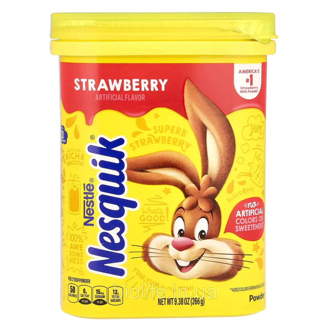 Nesquik, Nestle, порошок, полуниця, 266 г (9,38 унції) оригінал, фото 1