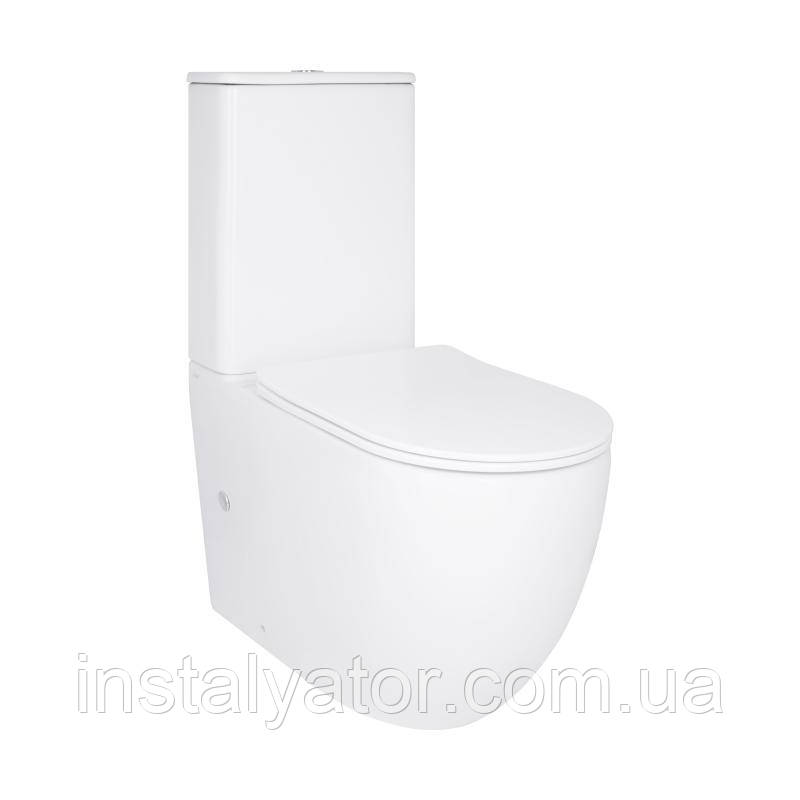 Унітаз підлоговий Qtap Robin New Ultra Quiet безобідковий з сидінням Soft-close WHITE QT13226083AW