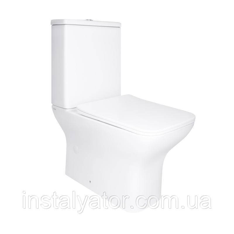 Унітаз підлоговий Qtap Aries Rimless безобідковий з сидінням Soft-close WHITE QT03228302W