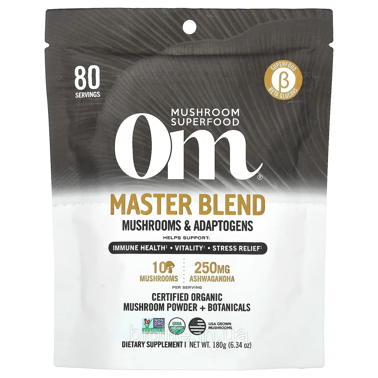 Om Mushrooms, Certified Organic Mushroom Powder + Botanicals, Mushroom Master Blend, 176 г (6,2 унции) оригінал, фото 1