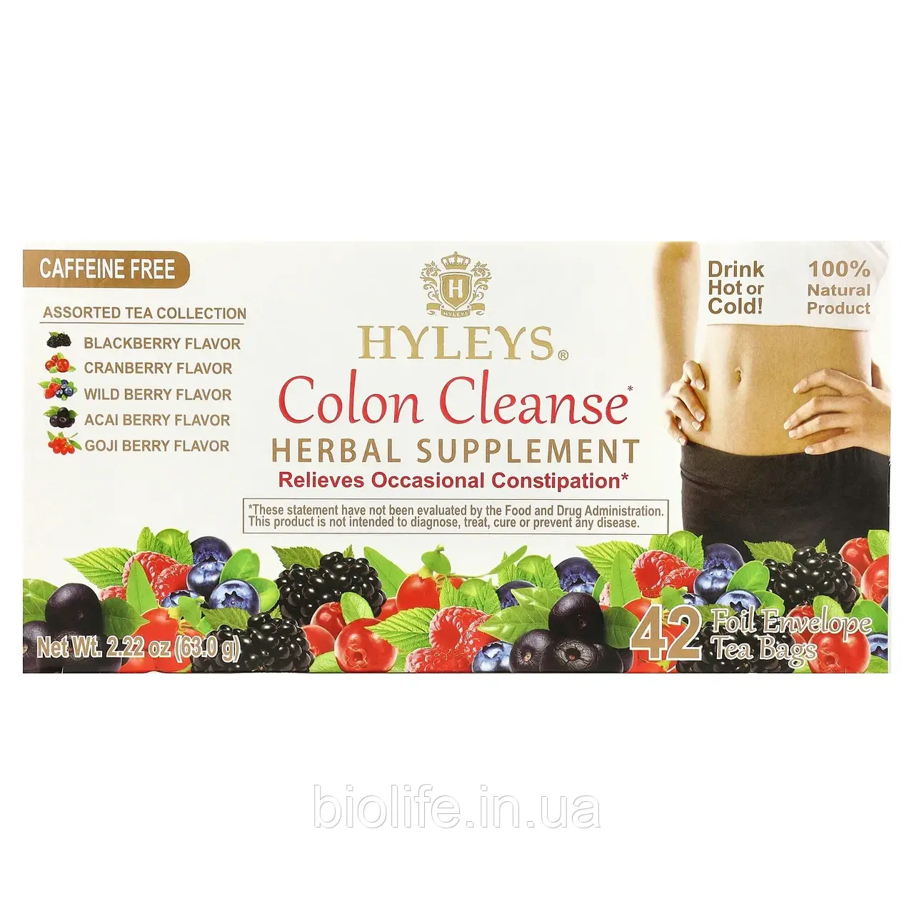 Hyleys Tea, Colon Cleanse, асорті з колекцій чаю, без кофеїну, 42 чайних пакетики у фольгованих оригінал, фото 1