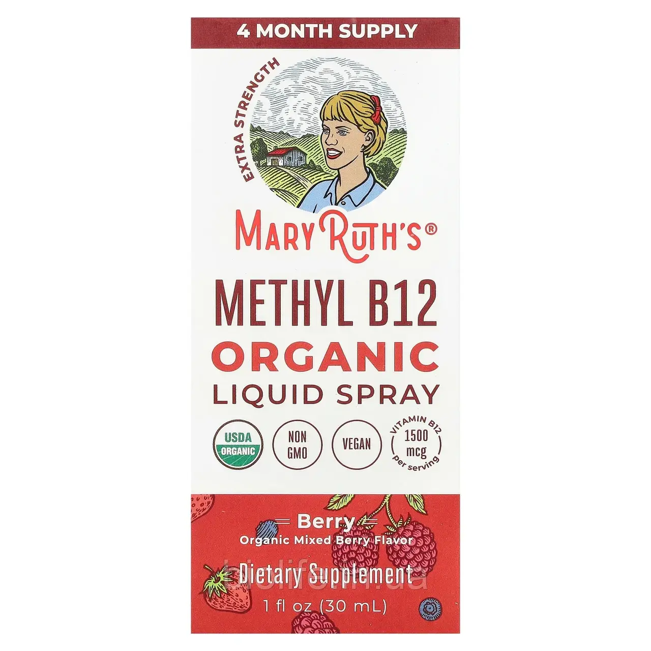 MaryRuth Organics, Organic Methly B12, рідкий спрей, підвищена сила дії, ягоди, 30 мл (1 рідк. Унція) оригінал, фото 1