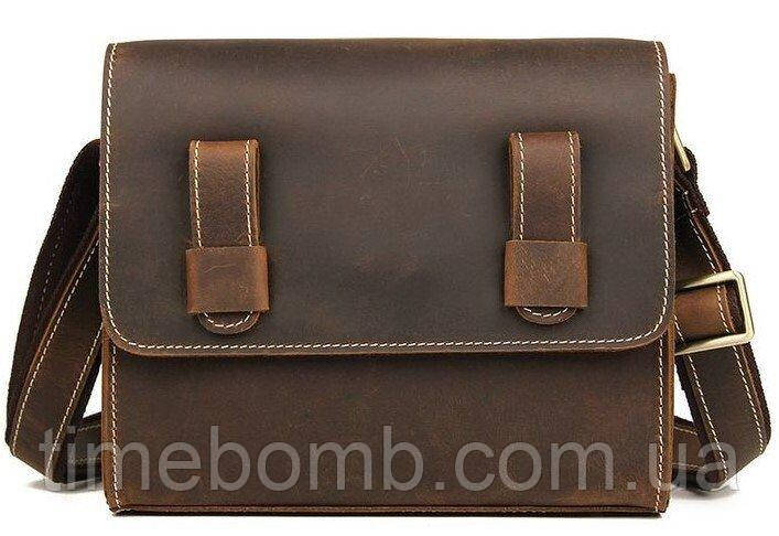 Сумка чоловіча-почтальонка в винтажной шкірі Vintage 14980 Коричнева