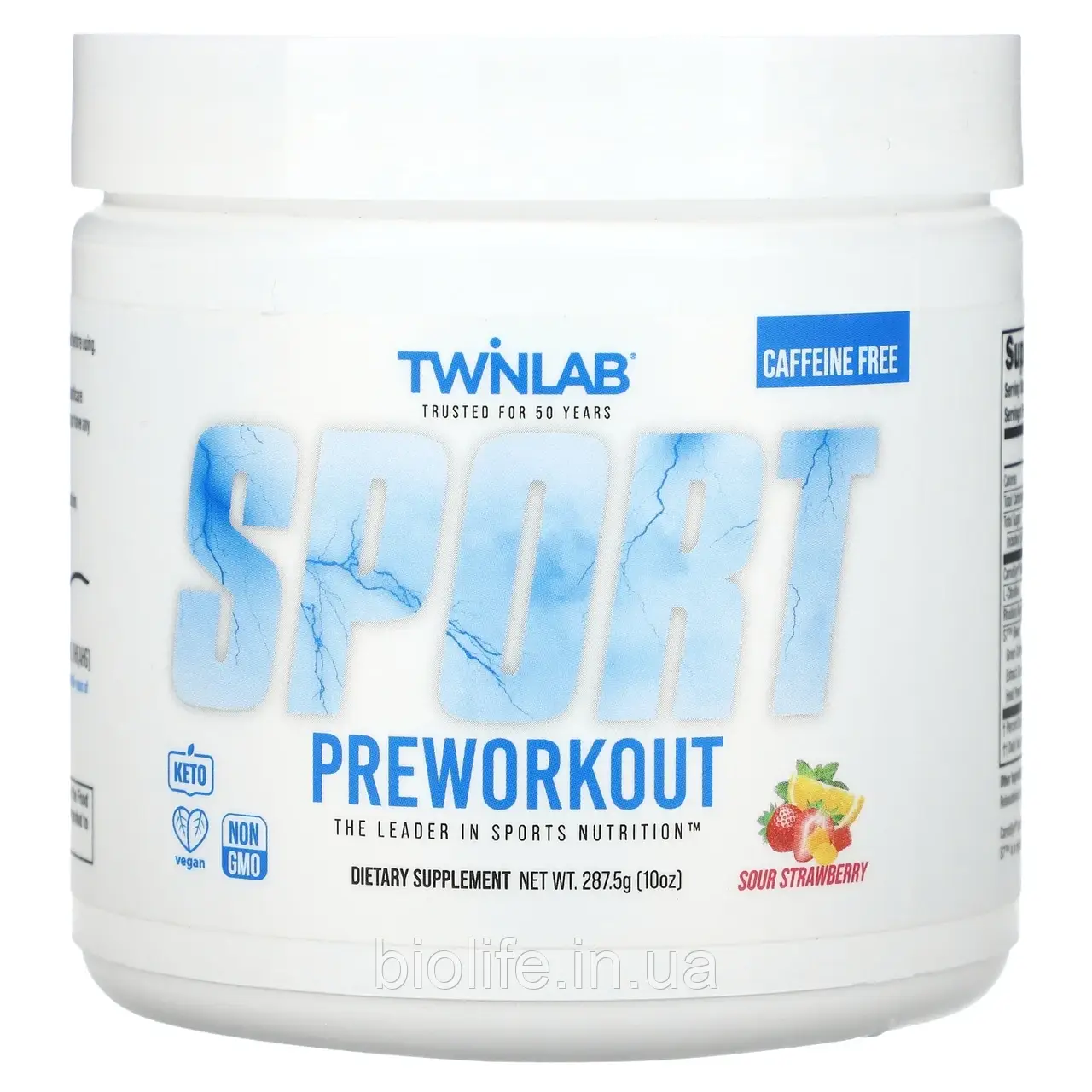 Twinlab, Sport Preworkout, без кофеїну, з кислинкою, 287,5 г (10 унцій) оригінал, фото 1