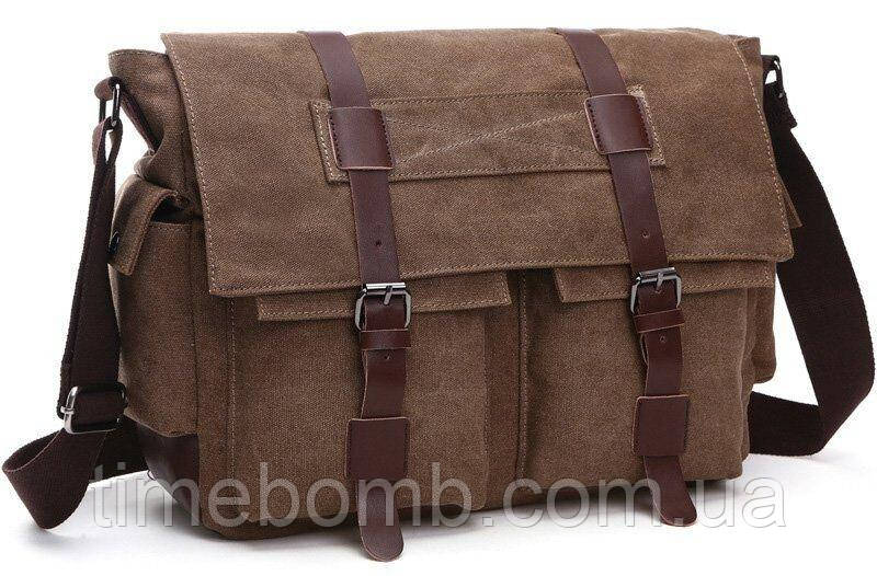 Сумка на плече текстильна Vintage 20150 Коричнева