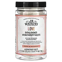 J R Watkins, Love, ароматерапевтичні таблетки для ванни та душу, півонії та пачулів, 6 таблеток, 22 г (0,8 унції) оригінал