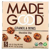 MadeGood, Granola Minis, шоколадна крихта, 5 пакетиків по 24 г (0,85 унції) в Україні оригінал