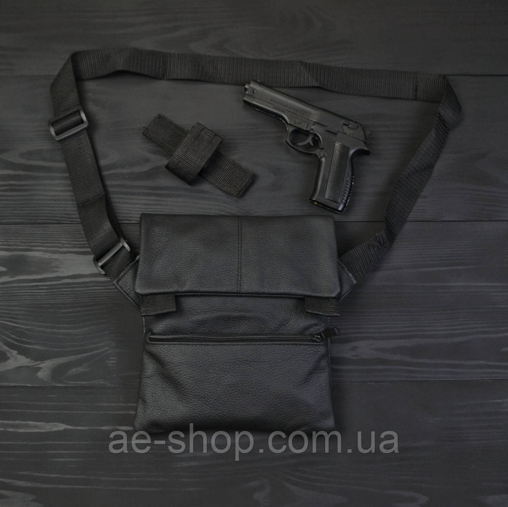 Набір 2В1. Шкіряна сумка з кобурою + ліхтарик професійний POLICE BL-X71-P50