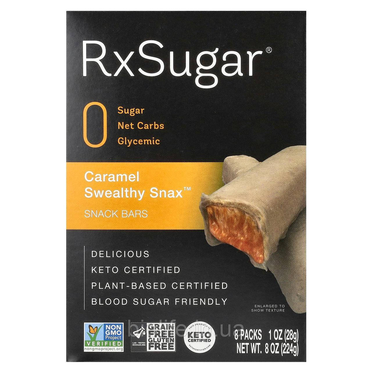 RxSugar, Swealthy SnaxTM, батончики з карамеллю, 8 пакетиків по 28 г (1 унція), фото 1