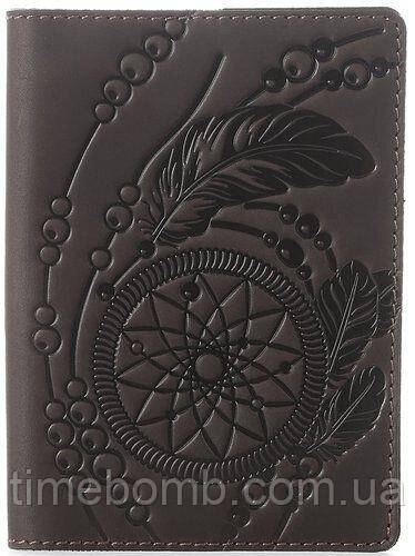 Обкладинка на паснорт SHVIGEL 13793 з вінтажній шкіри Коричнева, фото 1