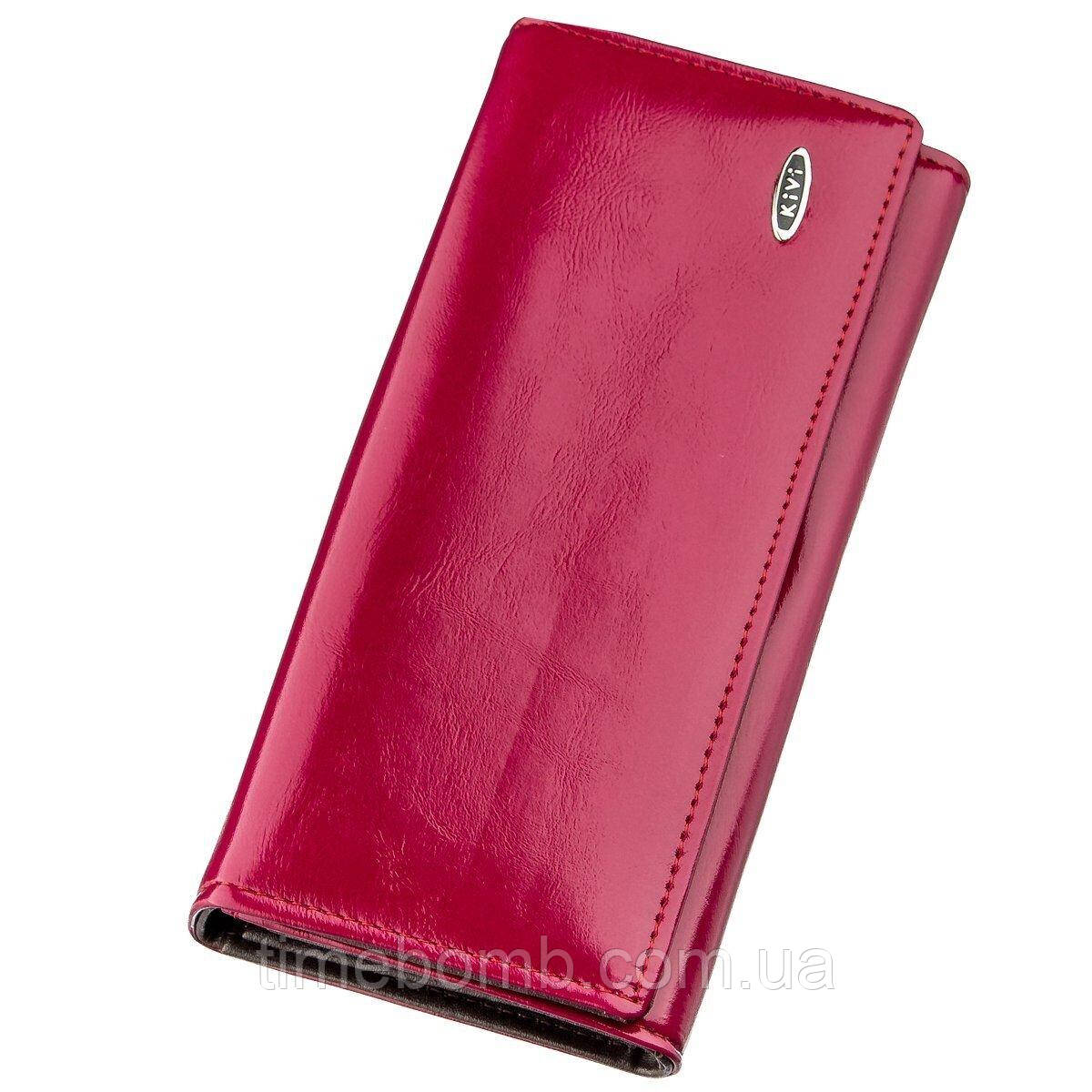 Гаманець жіночий з екокожі гладкий KIVI 19078 Малиновий, фото 1