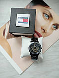 Чоловічий подарунковий набір Tommy годинник і шкіряний ремінь total black, фото 5